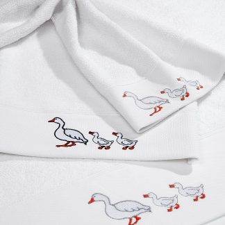 Handtuch Landliebe Stick Gänse Herka-Frottier Baumwolle Geschenke Souvenir Frottee cotton terry towel gift Made in Austria