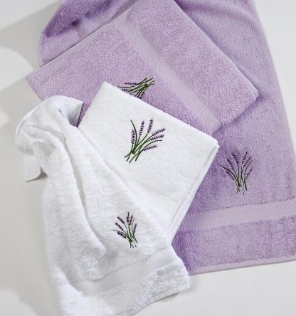 Handtuch Venice Lavendel Fisch Stick Herka-Frottier Klassik Bad Geschenk Gaeste terry towel embroidery cotton Baumwolle