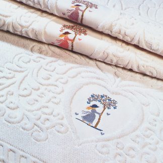 Handtuch Coeur Stick Herzerlbaum Herka-Frottier Romantik Bad Baumwolle terry towel cotton embroidery heart tree