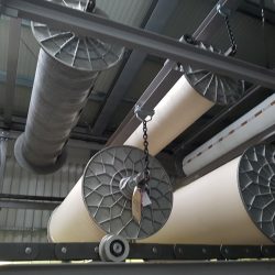 Handtuchweberei HERKA-Frottier Paternoster Kettbaumlager terry towel weaving mill warp beam storage Made in Austria
